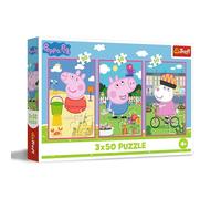 Trefl 3in1: Peppa Pig, La forza dell'Amicizia-3 x 50 Pezzi, Confezione con Tre Puzzle per Bambini dai 4 anni, Multicolore, 34877