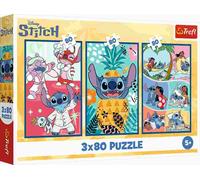 Trefl - Puzzle 3x80 Il mondo di Stitch - 40-99 Pezzi