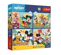 Trefl - Puzzle 4 in 1: Disney, insieme agli amici - 4 x 88 pezzi - Poster da collezione, set di quattro puzzle per bambini dai 5 anni in su