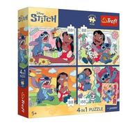 Trefl - Puzzle 4 in 1: Lilo & Stitch, Punto Spaziale - 4 x 88 Pezzi - Poster Unico, Set di Quattro Puzzle per Bambini dai 5 Anni