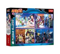 Trefl 4 in 1 Shippuden, Le avventure di Naruto Uzumaki-4 x 250 pezzi-Set di quattro puzzle per adolescenti, Multicolore, 13339