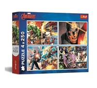 Trefl - Puzzle 4in1: Marvel The Avengers, Giornate Eroiche - 4 x 250 Pezzi - Set di Quattro Puzzle per Ragazzi