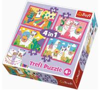 Trefl - Puzzle 4in1 Merry Llamas - 1-39 Pezzi