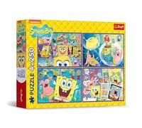 Trefl 4in1, folle mondo di SpongeBob-4 x 250 Pezzi-Confezione da Quattro Puzzle per Adolescenti, Multicolore, 13342