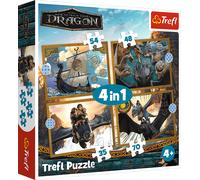 Trefl - Puzzle 4v1 Come addestrare il tuo drago - I giorni dei draghi - 1-39 Pezzi