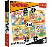Trefl - Puzzle 4v1 Garfield ama le lasagne - 1-39 Pezzi