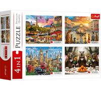 Trefl - Puzzle 4x1000 Premium Plus: Città dipinte + Capibaras - 1000 Pezzi