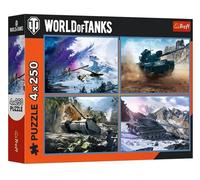Trefl- Guerra 4 in 1: World of Tanks, Grande Battaglia tra Carri Armati-4 x 250 Pezzi-Set di Quattro Puzzle per Adolescenti, Multicolore, 13347