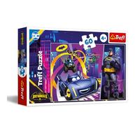 Trefl - Puzzle 60 Pezzi - Batwheels, Batman e i Suoi Veicoli | Colorati con Personaggi delle Fiabe, Intrattenimento Creativo, Divertimento per Bambini dai 4 anni
