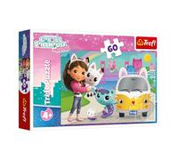 Trefl - Puzzle 60 pezzi Gabby e le avventure dei gatti Gabby's Dollhouse 4+ | Sviluppo della concentrazione e della percezione, alta qualità, puzzle con personaggi delle fiabe, regalo perfetto