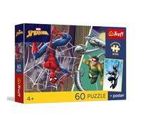 Trefl - Puzzle 60 pezzi, La Giornata dei supereroi, Premium Plus, 4+ | Sviluppo della concentrazione e dell’osservazione, Poster unico incluso nel set, Puzzle colorati con i personaggi delle fiabe