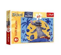 Trefl - Puzzle 60 pezzi, Una giornata con Stitch, Lilo&Stitch, 4+ | Sviluppo della concentrazione e della percezione, alta qualità, puzzle con personaggi delle fiabe, regalo perfetto