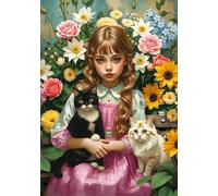 Trefl - Puzzle Bambina con gatti - 1000 Pezzi