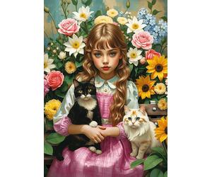 Trefl - Puzzle Bambina con gatti - 1000 Pezzi