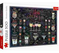 Trefl - Carta dei Cocktail - Puzzle 500 Pezzi - Puzzle per gli Amanti dei Cocktail, Varie Bevande, Fai da Te, Intrattenimento Creativo, Divertimento, Classici Puzzle per Adulti e Bambini a partire