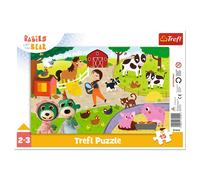 Trefl - Puzzle con cornice 15 pezzi, Adorabili bebè, Babies and the Bear 3+ | Puzzle per i più piccoli, 15 pezzi grandi, cornice e base rigida, puzzle con personaggi delle fiabe, alta qualità