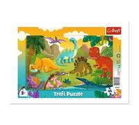 Trefl -Puzzle con cornice 15 pezzi, I dinosauri, Il mondo dei dinosauri, 3+ | Puzzle per i più piccoli, 15 pezzi grandi, cornice e base rigida, puzzle con personaggi delle fiabe, alta qualità