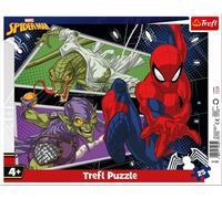 Trefl - Marvel Spiderman, Spider Jump - Puzzle con cornice per bambini piccoli, 25 pezzi grandi, cornice e tappetino rigido, con personaggi dei cartoni animati, per bambini dai 4 anni in su