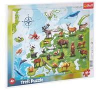 TREFL Puzzle Mappa dell'Europa con animali 25 pezzi