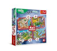 Trefl - Puzzle da 35 a 70 pezzi, 4 in 1: I viaggi dei Trefliks, 4+ | Set di 4 puzzle, diversi livelli di difficoltà, sviluppo della concentrazione e della percezione alta qualità regalo perfetto