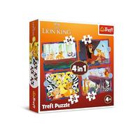 Trefl - Puzzle da 35 a 70 pezzi, 4 in 1: Il coraggioso Re Leone, 4+ | Set di 4 puzzle, diversi livelli di difficoltà sviluppo della concentrazione e della percezione, alta qualità regalo perfetto