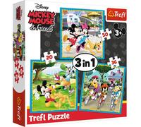 Trefl, Puzzle, Disney Topolino e i Suoi Amici, da 20 a 50 Pezzi, 3 Set, Topolino con Gli Amici, per Bambini dai 3 Anni
