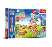 Trefl - Puzzle glitterato: Paw Patrol, Sparkling Dogs - Puzzle glitterato 100 pezzi - Puzzle scintillante con personaggi dei cartoni animati, divertimento per bambini dai 5 anni in su