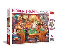Trefl - Puzzle Hidden Shapes: Game Night - 1000 + 86 pezzi - Trova le Forme Nascoste del Puzzle, Puzzle Originale, Per gli Amanti dei Cani, Intrattenimento Creativo