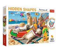 Trefl, Puzzle Hidden Shapes - Vacanze Dei Gatti - 1000 + 11 Elementi, Trova Forme Nascoste Nei Puzzle, Puzzle Insoliti, Estate, Spiaggia, Gatti, Intrattenimento Creativo