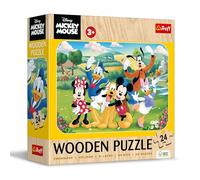 Trefl - Puzzle in legno 24 pezzi, Mickey e i suoi amici, Disney, 3+ | Puzzle in legno, bordi arrotondati, motivo decorativo sul retro, personaggi delle fiabe, decorazione, esercizio di memoria