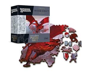 Trefl - Puzzle in Legno: Dungeons & Dragons, Antico Drago Rosso - 500+1 Elementi, Artigianato in Legno, Forme Irregolari, 50 Figure, Puzzle Moderno, per Adulti e Bambini dai 12 Anni in Poi