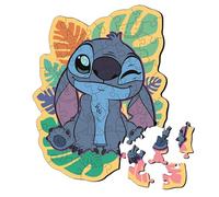Trefl - Puzzle in Legno: Lilo & Stitch, L’Allegro Stitch - 50 Pezzi, Puzzle ad Incastro Wooden Puzzle, Forme Irregolari, 10 Personaggi, per Bambini dai 5 anni