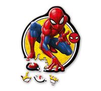 Trefl - Puzzle in Legno Originali: Marvel Spiderman, Il potere di Spider-Man - 50 Pezzi, Wood Craft Junior, Forme irregolari, 10 figure, puzzle moderno, divertente per bambini dai 5 anni