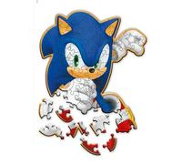 Trefl - Puzzle in Legno Originali: Sonic The Hedgehog, Super Sonic - 50 Pezzi, Wood Craft Junior, Forme irregolari, 10 figure, puzzle moderno, divertente per bambini dai 5 anni