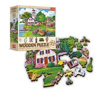 Trefl Puzzle in legno, Summer Haven - 500+1 elementi, artigianato in legno, forme irregolari, 50 figure da viaggio, puzzle moderno di alta qualità fai da te per adulti e bambini dai 12 anni