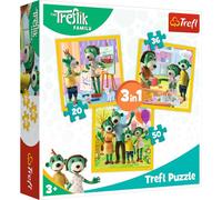 Trefl, Puzzle, La Famiglia Treflik, da 20 a 50 Pezzi, 3 Set, Ci si Diverte Stando Insieme, per Bambini dai 3 Anni