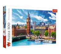 Trefl, Puzzle, Londra soleggiata, 500 Elementi, alta qualità, Inghilterra, monumenti di Londra, Big Ben, puzzle con vista sulla città, per i fan di Londra, capitale dell'Inghilterra,