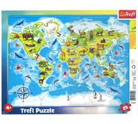 TREFL Puzzle Mappa del mondo con animaletti 25 pezzi