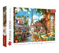 Trefl - Puzzle Mattina parigina - 1000 Elementi, strada di Parigi, ristoranti, torre Eiffel, colazione, puzzle fai da te, tempo libero creativo, regalo, divertimento, puzzle classici