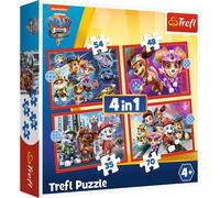 Trefl, Puzzle, PAW Patrol, da 35 a 70 Pezzi, 4 Set, Paw Patrol in Città, per Bambini da 4 Anni