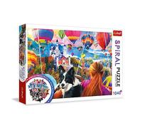 Trefl - Puzzle Spiral: Festival delle Mongolfiere - 1040 Pezzi - Forma a Spirale, Immagini Contorte, Mongolfiere Colorate, Intrattenimento Creativo, Divertimento per Adulti e Bambini dai 12 anni