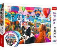Trefl - Puzzle Spiral: Festival delle Mongolfiere - 1040 Pezzi - Forma a Spirale, Immagini Contorte, Mongolfiere Colorate, Intrattenimento Creativo, Divertimento per Adulti e Bambini dai 12 anni