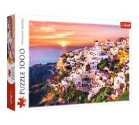 Trefl 1000 Elementi, Isola Greca, Splendida Vista sulla Città, Te, intrattenimento Creativo, Regalo, Classico Puzzle, Colore Tramonto su Santorini-Grecia, pièces, TRF10435