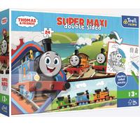 Trefl- 3 in 1 24 Elementi di Grandi Dimensioni, Libro Colorare, Divertimento per Bambini dai 3 Anni di età Puzzle, Colore Thomas & Friends, Tom e Gli Amici, 41014