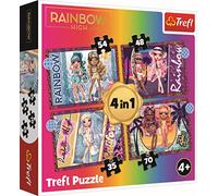 Trefl - Rainbow High, Bambole alla Moda - Puzzle 4in1, 4 Puzzle, da 35 a 70 Elementi - Puzzle Colorati con Personaggi delle Fiabe Arcobaleno Alto, Diversi Gradi di Difficoltà, per Bambini dai 4 Anni