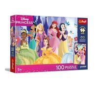 Trefl - Rilassamento con le principesse - 100 pezzi - Puzzle colorato con gli eroi delle fiabe, abbinalo a te, poster unico incluso, intrattenimento creativo, divertimento per bambini dai 5 anni in su