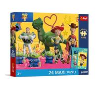 Trefl - Storia dei giocattoli, giocattoli e amici - Puzzle 24 Maxi - 24 pezzi grandi, poster unico, intrattenimento creativo, per bambini dai 3 anni in su