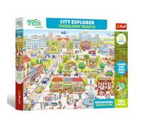 Trefl - The Treflik Family, Alla scoperta della città/City Explorer | 104 pezzi - Puzzle didattico, scritte in inglese, per bambini dai 4 anni in su