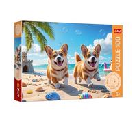 Trefl The Treflik Family, Corgi-Cane 100 pezzi-Puzzle colorati con animali, intrattenimento creativo, divertimento per bambini dai 5 anni in su, Multicolore, 16536