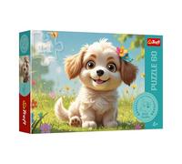 Trefl The Treflik Family, Puppy be 60 pezzi-Puzzle colorato con un cucciolo, intrattenimento creativo, divertimento per bambini dai 4 anni in su, Multicolore, 17408